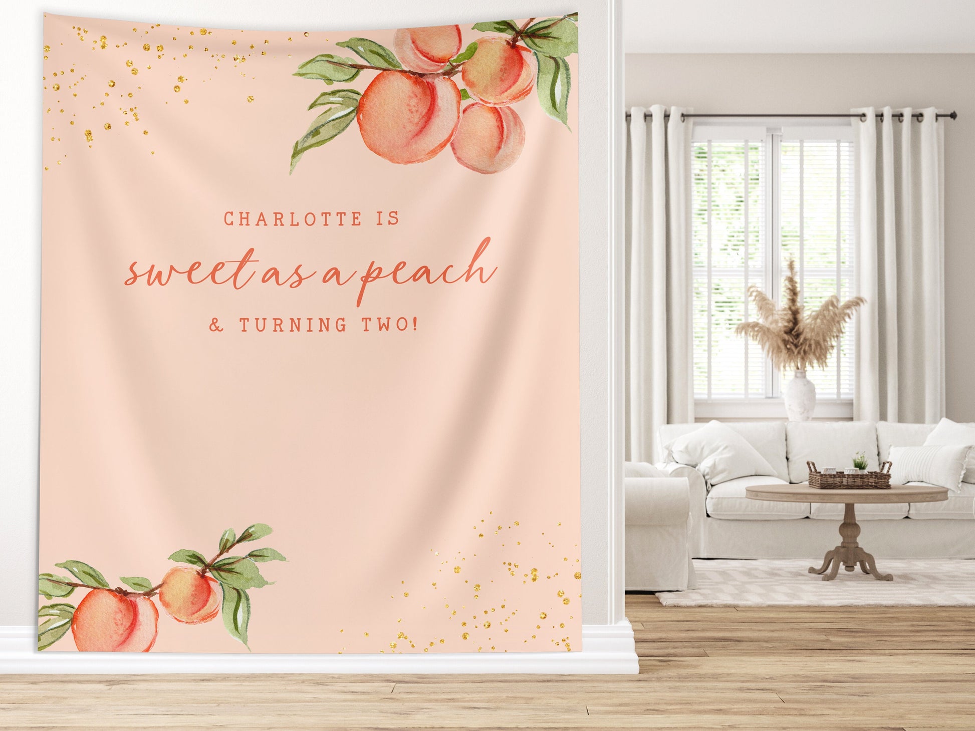 Peach 1st Birthday Girl Custom Banner, Little Peach Personalized Girl Birthday, Sweet as a Peach, Georgia Girl 1st, 2nd or 3rd Birthday
