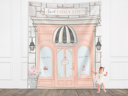 Custom Café Party Banner, Paris French Patisserie Storefront Bakery Backdrop, Girl Birthday Party Décor, Baby Shower Décor, Bridal Shower