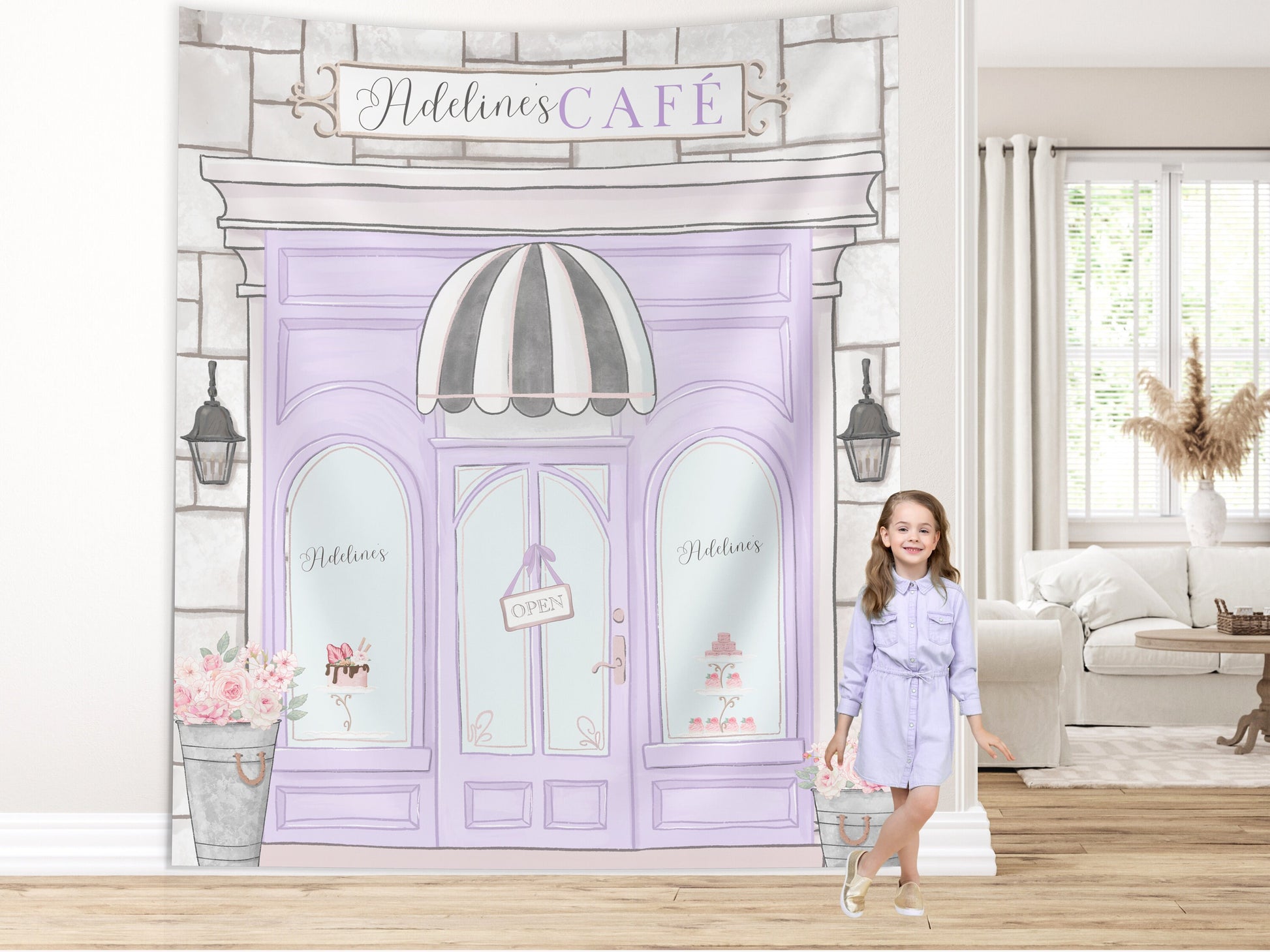 Custom Café Party Banner, Paris French Patisserie Storefront Bakery Backdrop, Girl Birthday Party Décor, Baby Shower Décor, Bridal Shower
