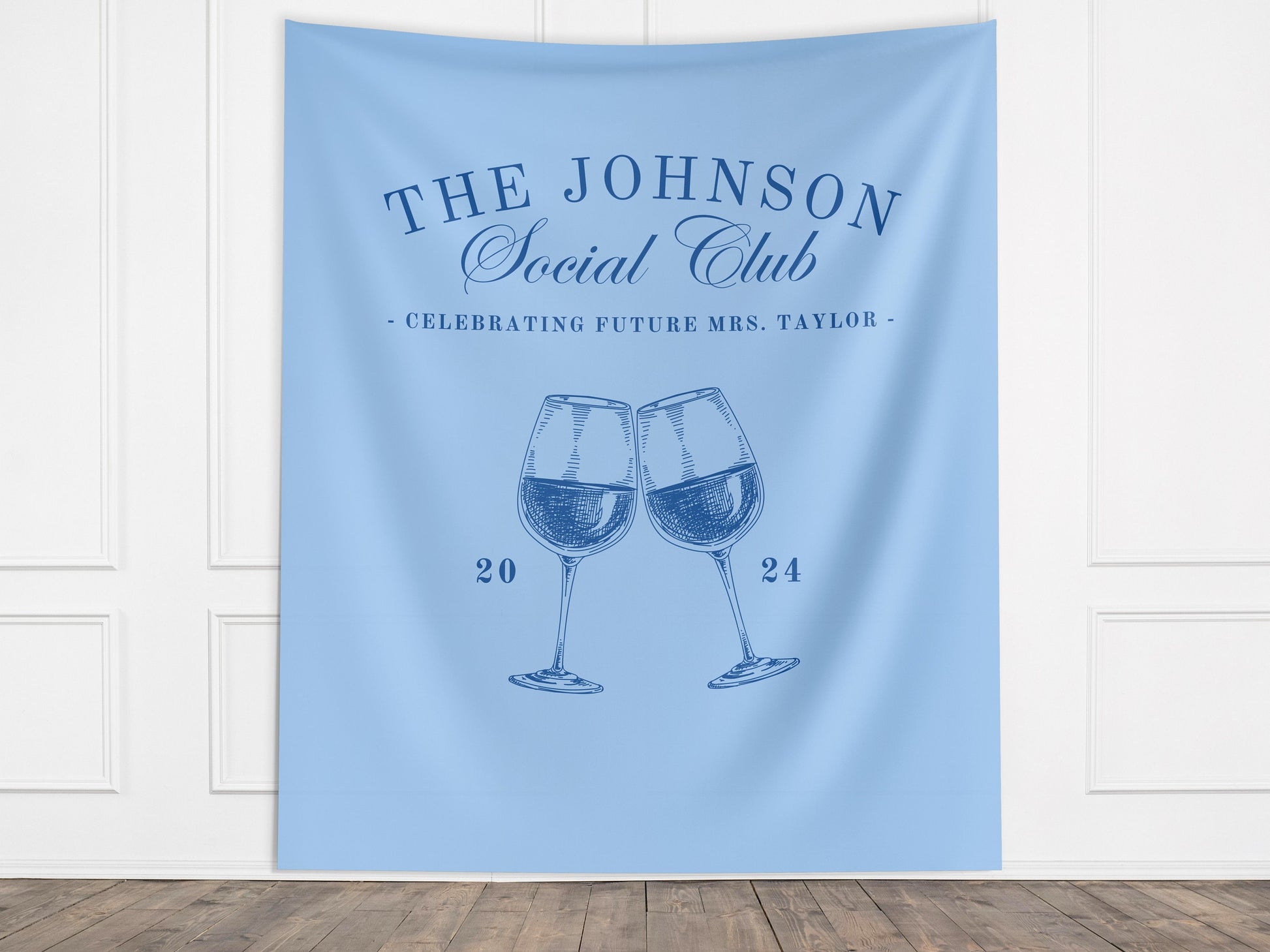 Wine Bachelorette Social Club Banner, Custom Last Name Bridal Gift, Vino before Vows, Personalized Bach Weekend Backdrop, Winery Napa Trip