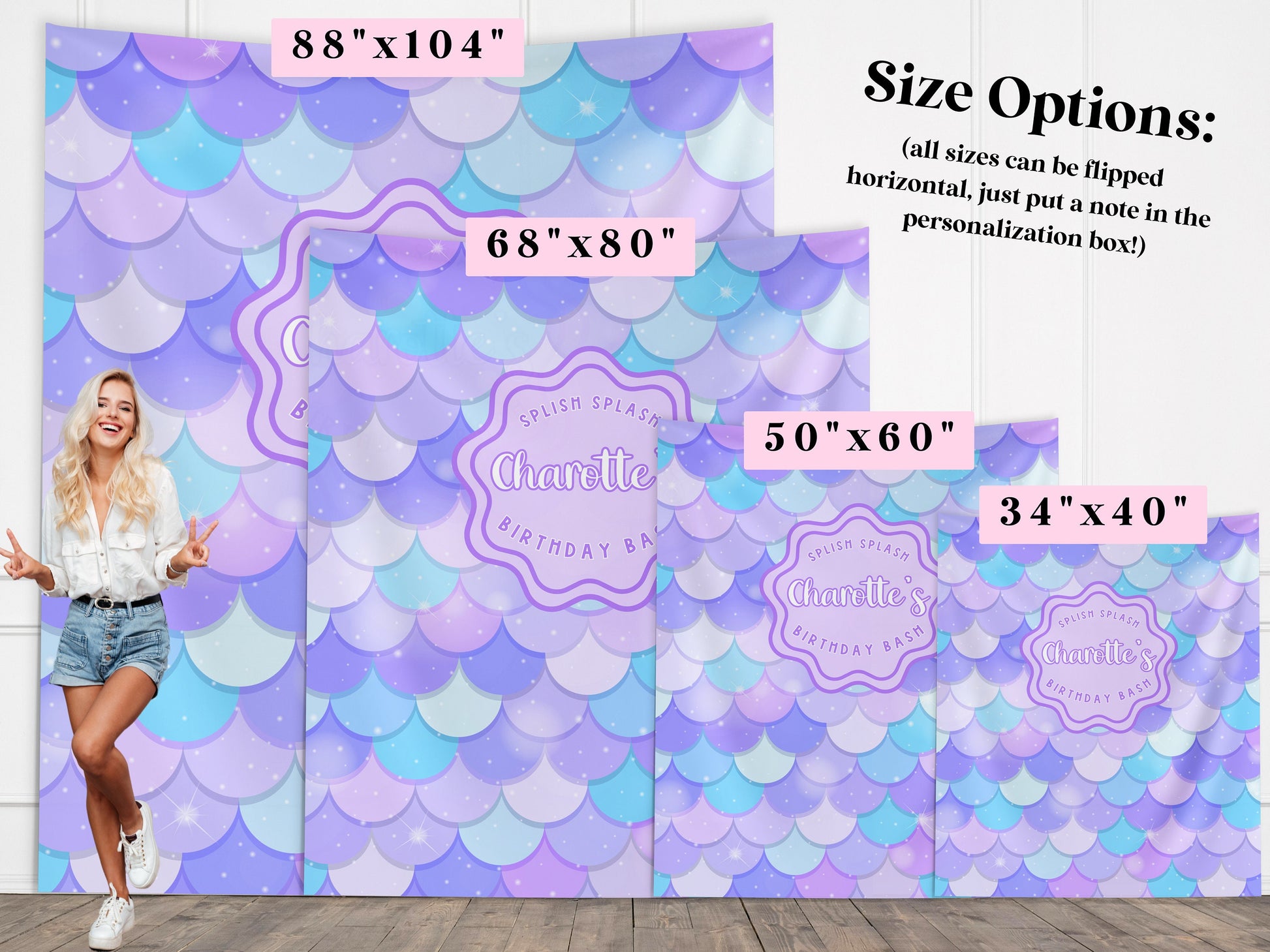 Mermaid Birthday Party Custom Banner, Under the Sea Backdrop, Girl Birthday Party Décor, One-der the Sea, Girl Mermaid Party