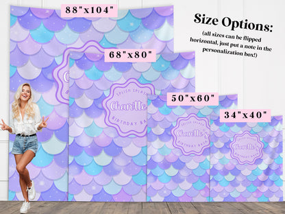 Mermaid Birthday Party Custom Banner, Under the Sea Backdrop, Girl Birthday Party Décor, One-der the Sea, Girl Mermaid Party