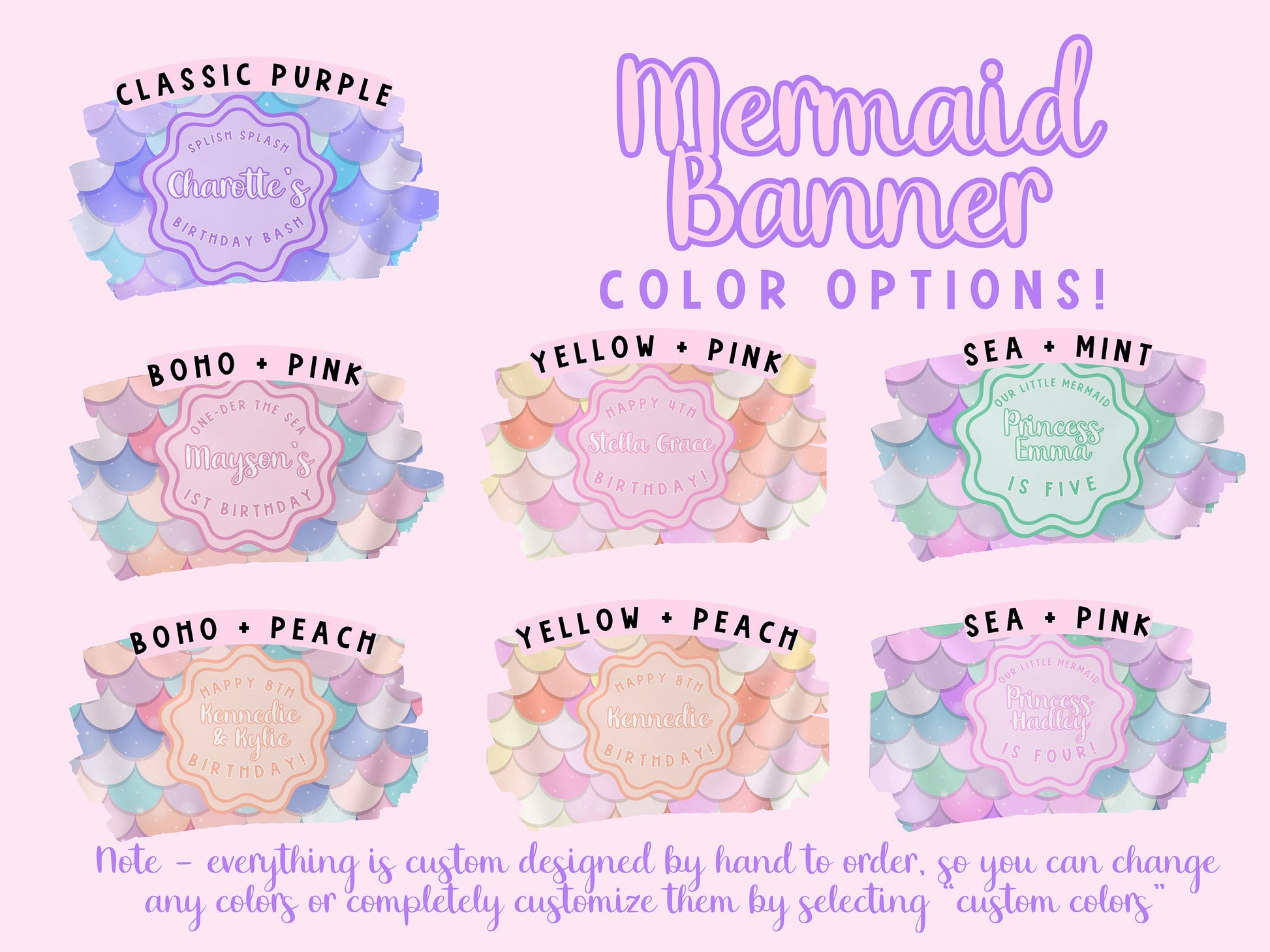 Mermaid Birthday Party Custom Banner, Under the Sea Backdrop, Girl Birthday Party Décor, One-der the Sea, Girl Mermaid Party
