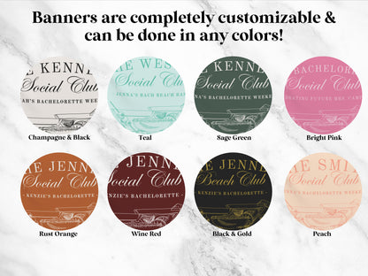 The Nashville Social Club Custom Luxury Bachelorette Banner, Last Name Bridal Gift, Cowgirl Western Girls Trip, Personalized Bride Backdrop