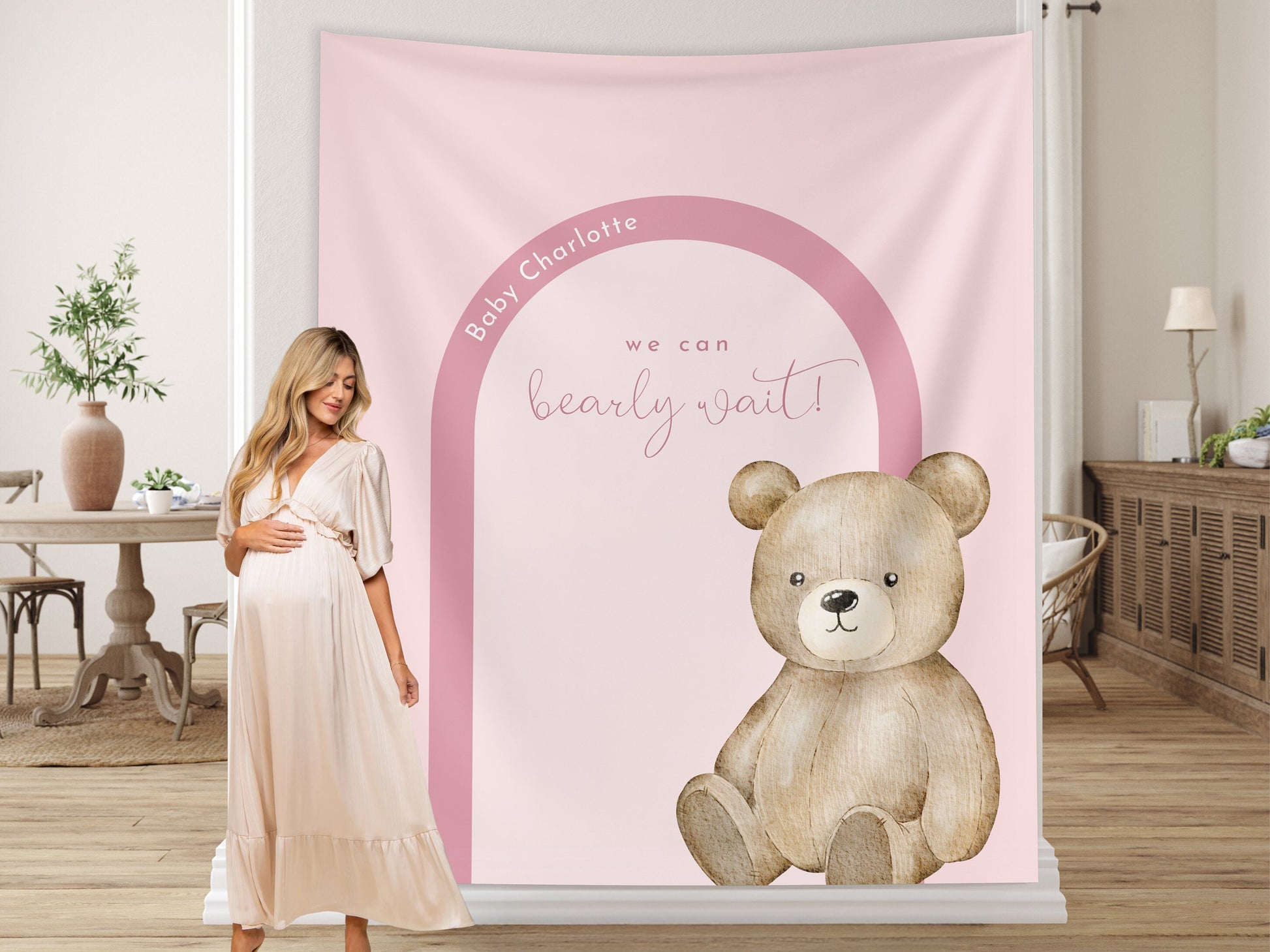 Modern Bear Baby Shower Custom Banner, Bearly Wait Baby Shower Boy, Neutral Teddy Bear Backdrop Décor, Bear-ly Wait Shower, Gender Reveal