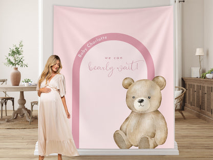 Modern Bear Baby Shower Custom Banner, Bearly Wait Baby Shower Boy, Neutral Teddy Bear Backdrop Décor, Bear-ly Wait Shower, Gender Reveal