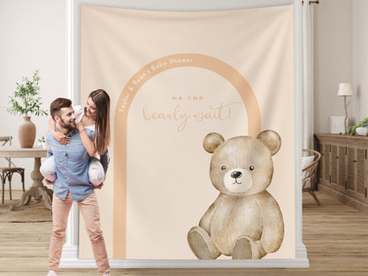 Modern Bear Baby Shower Custom Banner, Bearly Wait Baby Shower Boy, Neutral Teddy Bear Backdrop Décor, Bear-ly Wait Shower, Gender Reveal