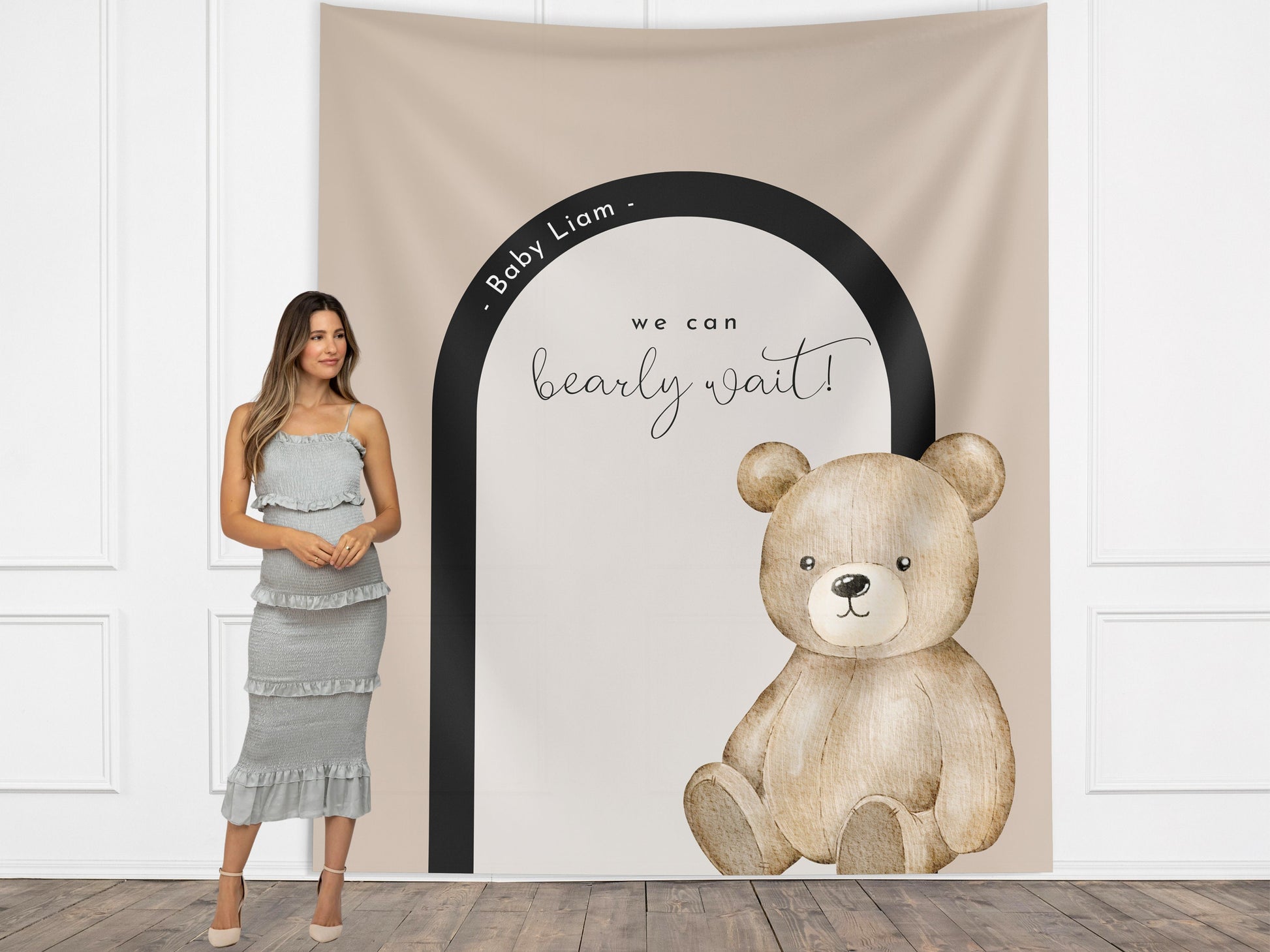 Modern Bear Baby Shower Custom Banner, Bearly Wait Baby Shower Boy, Neutral Teddy Bear Backdrop Décor, Bear-ly Wait Shower, Gender Reveal