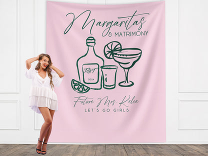 Margs and Matrimony Bachelorette Party Custom Banner, Last Name Bridal Gift, Bachelorette Décor, Personalized Bride Beach Club Backdrop,