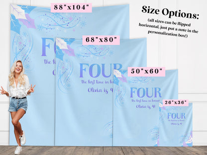Four the first time in forever Frozen Birthday Party Custom Banner, Princess Décor, Girls Party Décor, 4th Birthday, Backdrop for Balloons