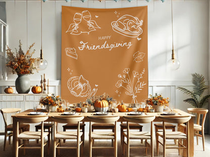 Friendsgiving Décor Banner, Minimal Thanksgiving Backdrop, Custom Modern Backdrop for Balloon Garland, Thanksgiving Dinner Party Decoration