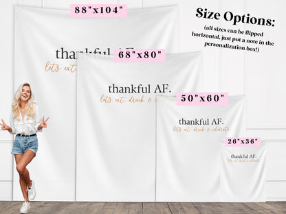 Thankful AF Friendsgiving Banner, Minimal Thanksgiving Backdrop, Modern Backdrop for Balloon Garland, Thanksgiving Dinner Party Decoration