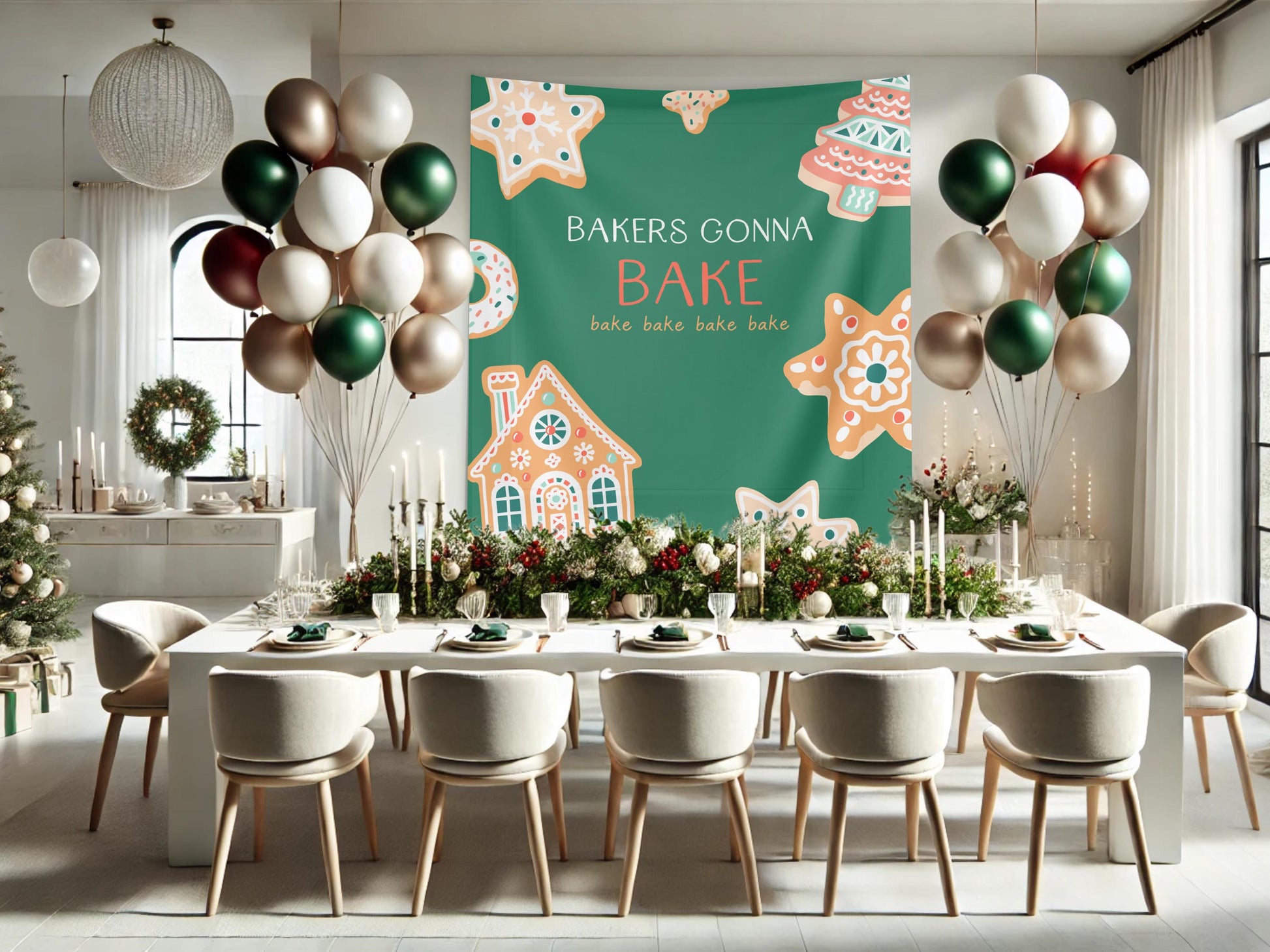 Swiftie Inspired Baking Party Décor Banner, Friendsmas Backdrop, Custom Backdrop for Balloon Garland, Christmas Cookie Party Decoration