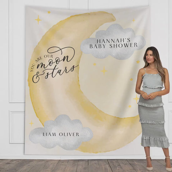 Moon and Stars Birthday Banner, Over the Moon Backdrop, Twinkle Little Star Gender Reveal Backdrop, Baby Shower, Two the Moon, First Trip