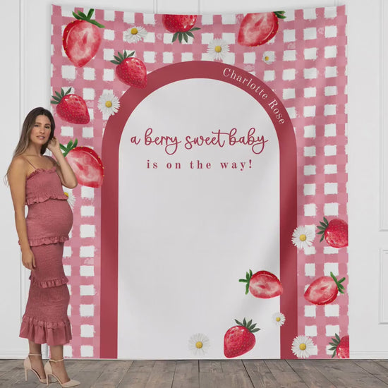 Berry Sweet Baby Shower Custom Banner, Strawberry Backdrop, Berry Party Décor, Neutral Baby Shower Décor, Girl Baby Shower, Someone Sweet