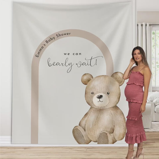 Modern Bear Baby Shower Custom Banner, Bearly Wait Baby Shower Boy, Neutral Teddy Bear Backdrop Décor, Bear-ly Wait Shower, Gender Reveal