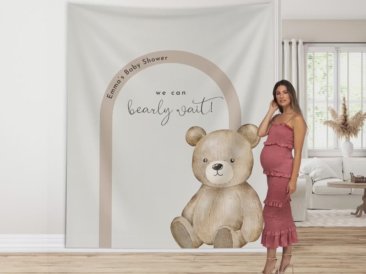 Modern Bear Baby Shower Custom Banner, Bearly Wait Baby Shower Boy, Neutral Teddy Bear Backdrop Décor, Bear-ly Wait Shower, Gender Reveal