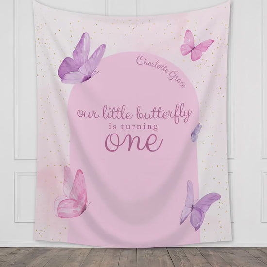 Custom Butterfly Party Banner | Little Butterfly Birthday Custom Backdrop | Pink Girl Birthday Party Décor | Baby Shower | Girl 1st Birthday