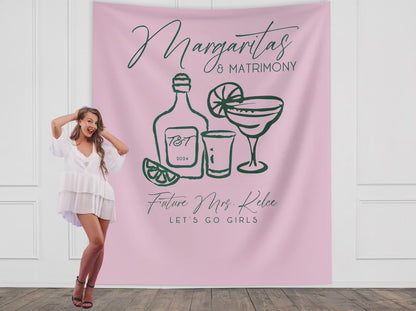Margs and Matrimony Bachelorette Party Custom Banner, Last Name Bridal Gift, Bachelorette Décor, Personalized Bride Beach Club Backdrop,