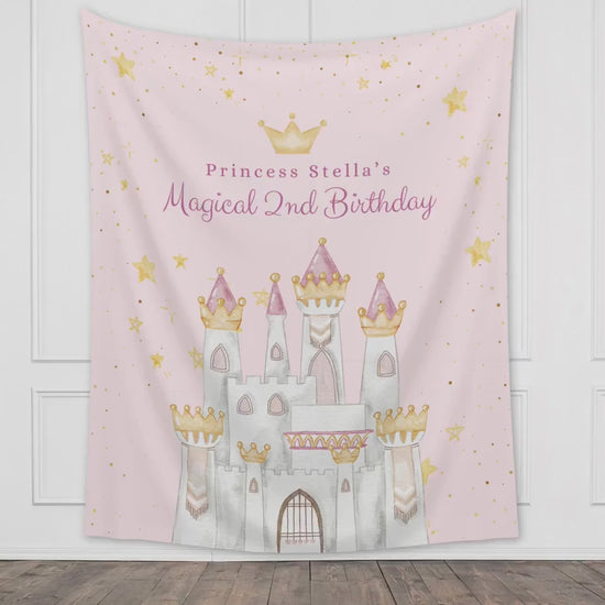 Princess Party Custom Banner | Magical Birthday Custom Backdrop | Pink Girl Birthday Party Décor | Baby Shower | Girl 1st Birthday Girl Gift