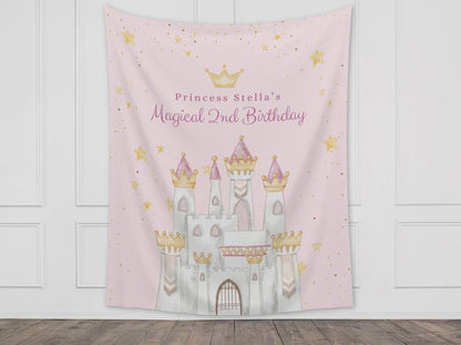 Princess Party Custom Banner | Magical Birthday Custom Backdrop | Pink Girl Birthday Party Décor | Baby Shower | Girl 1st Birthday Girl Gift