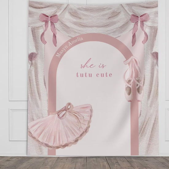 Tutu Cute Birthday Party Custom Banner, Ballerina Birthday Party Décor, Girl Birthday Party Custom Party Backdrop, 2nd Birthday Party Ideas