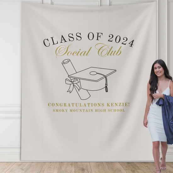 Class of 2024 Social Club Custom Graduation Party Backdrop, Luxury Personalized School Colors Banner, High School Graduation, College Grad
