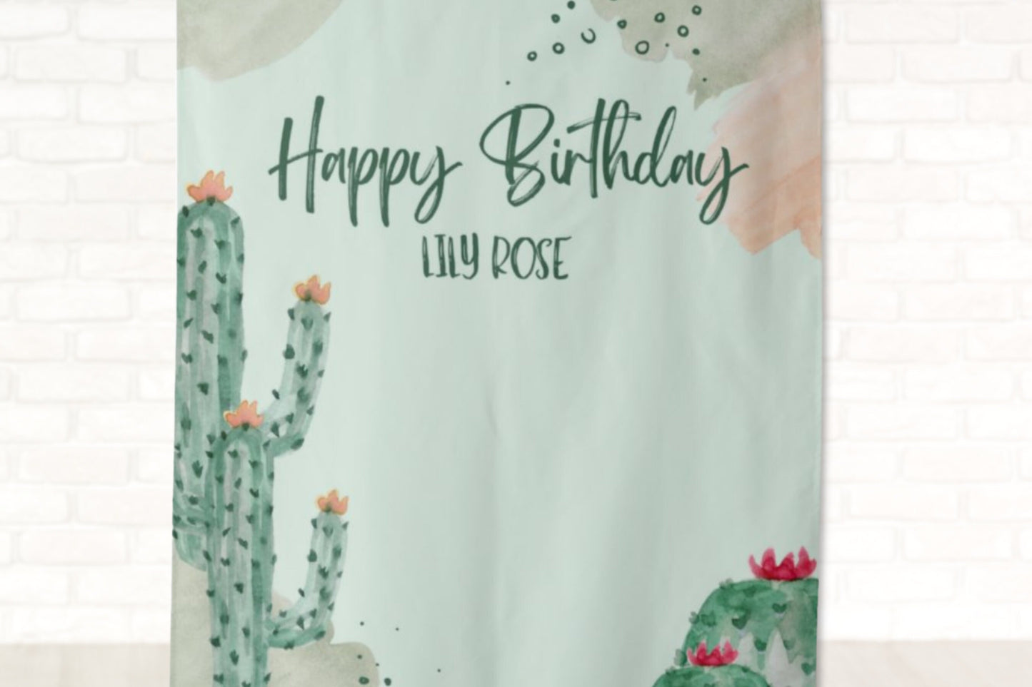 Boho Cactus Party Personalized Backdrop | Desert Dinosaur Custom Party Backdrop