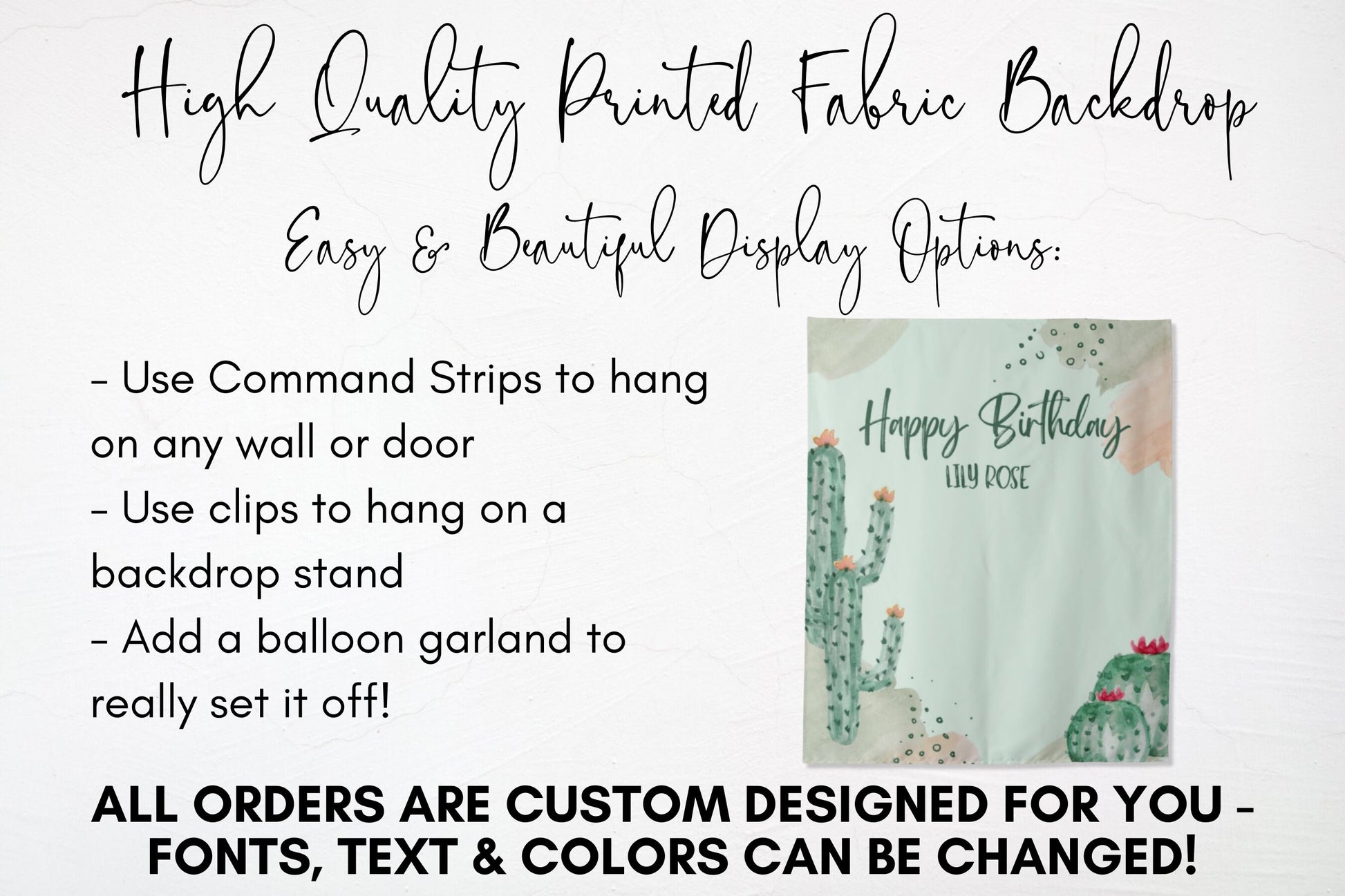 Boho Cactus Party Personalized Backdrop | Desert Dinosaur Custom Party Backdrop