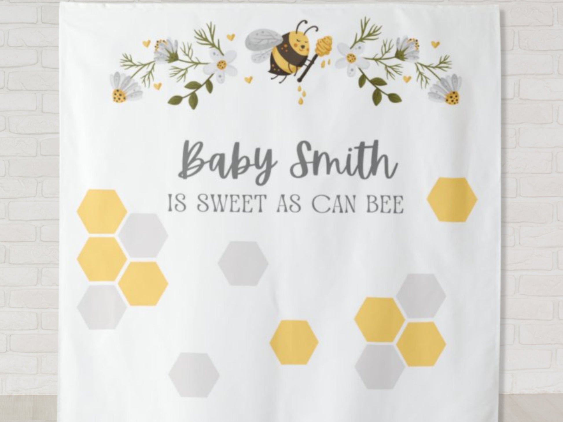 Sweet as Can Bee Personalized Baby Shower Backdrop | Mama Bee Custom Party Backdrop