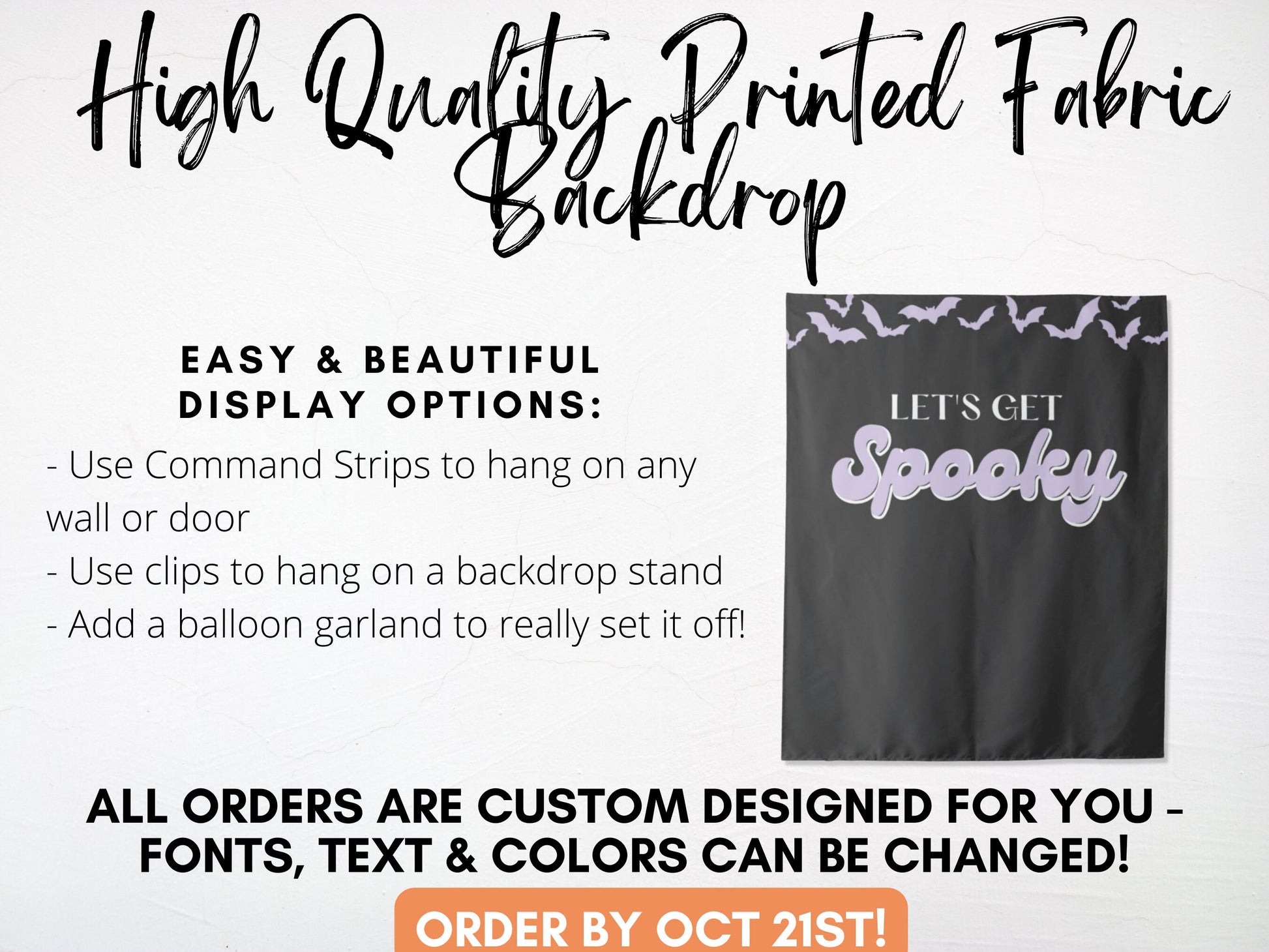 Let's Get Spooky Halloween Party Backdrop | Customizable | Personalized Retro Halloween Photo Booth