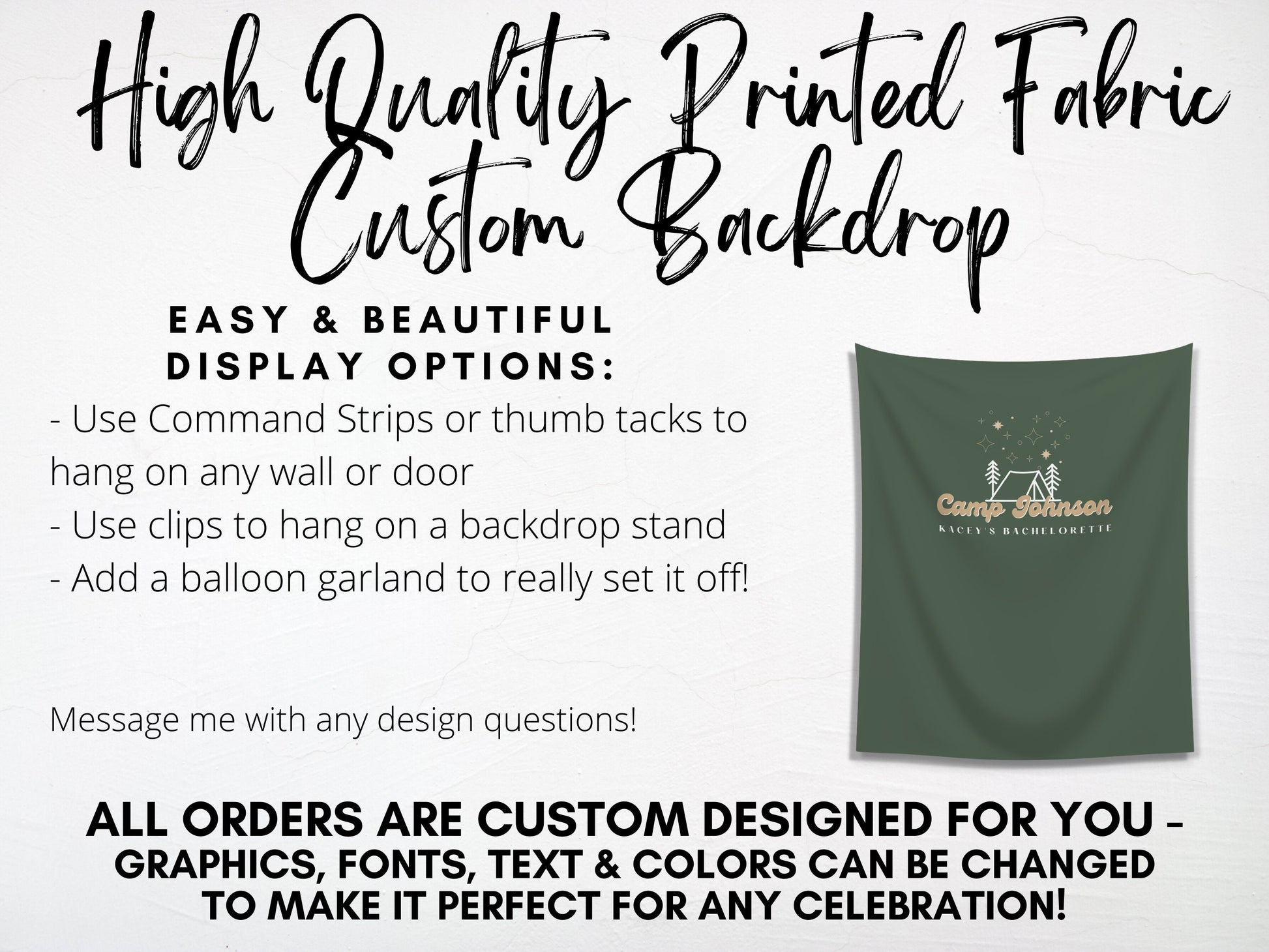 Retro Camp Bachelorette Party Custom Text Backdrop | Mountain Lake Bachelorette Party Personalized Banner