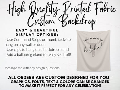 Boho Gettin' Hitched Bachelorette Weekend Custom Text Backdrop | Bull Skull Nashville Bachelorette Party Personalized Banner