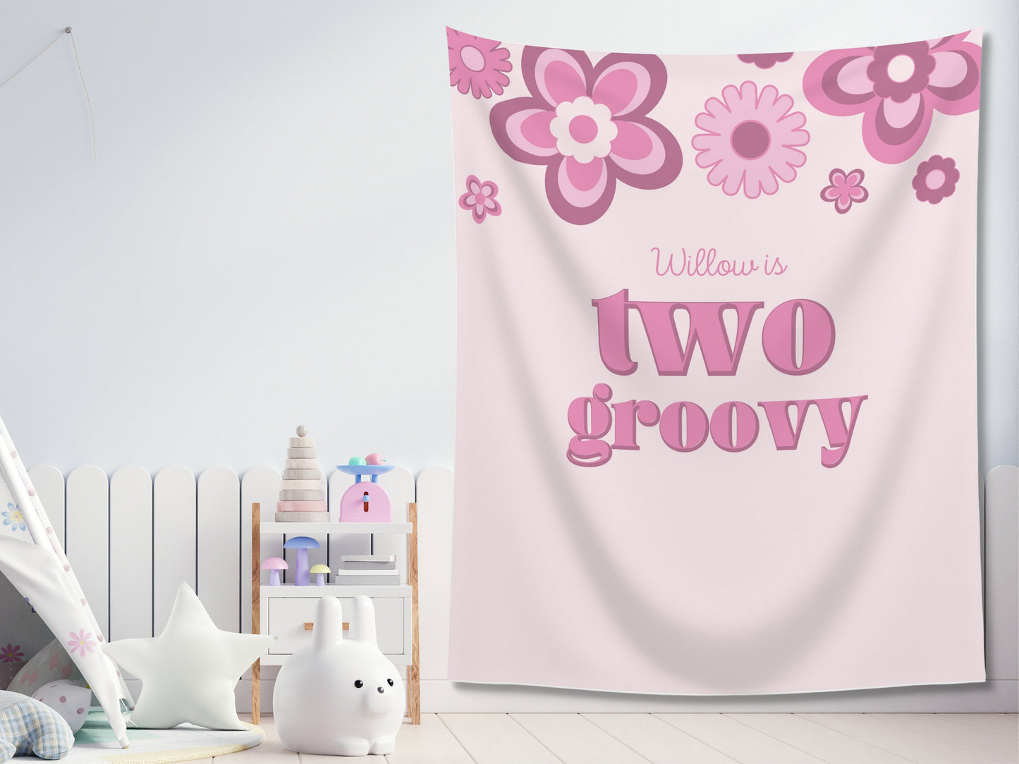 Retro Groovy One Custom 1st Birthday Banner | Two Groovy Personalized 1st, 2nd or 3rd Birthday Party Backdrop