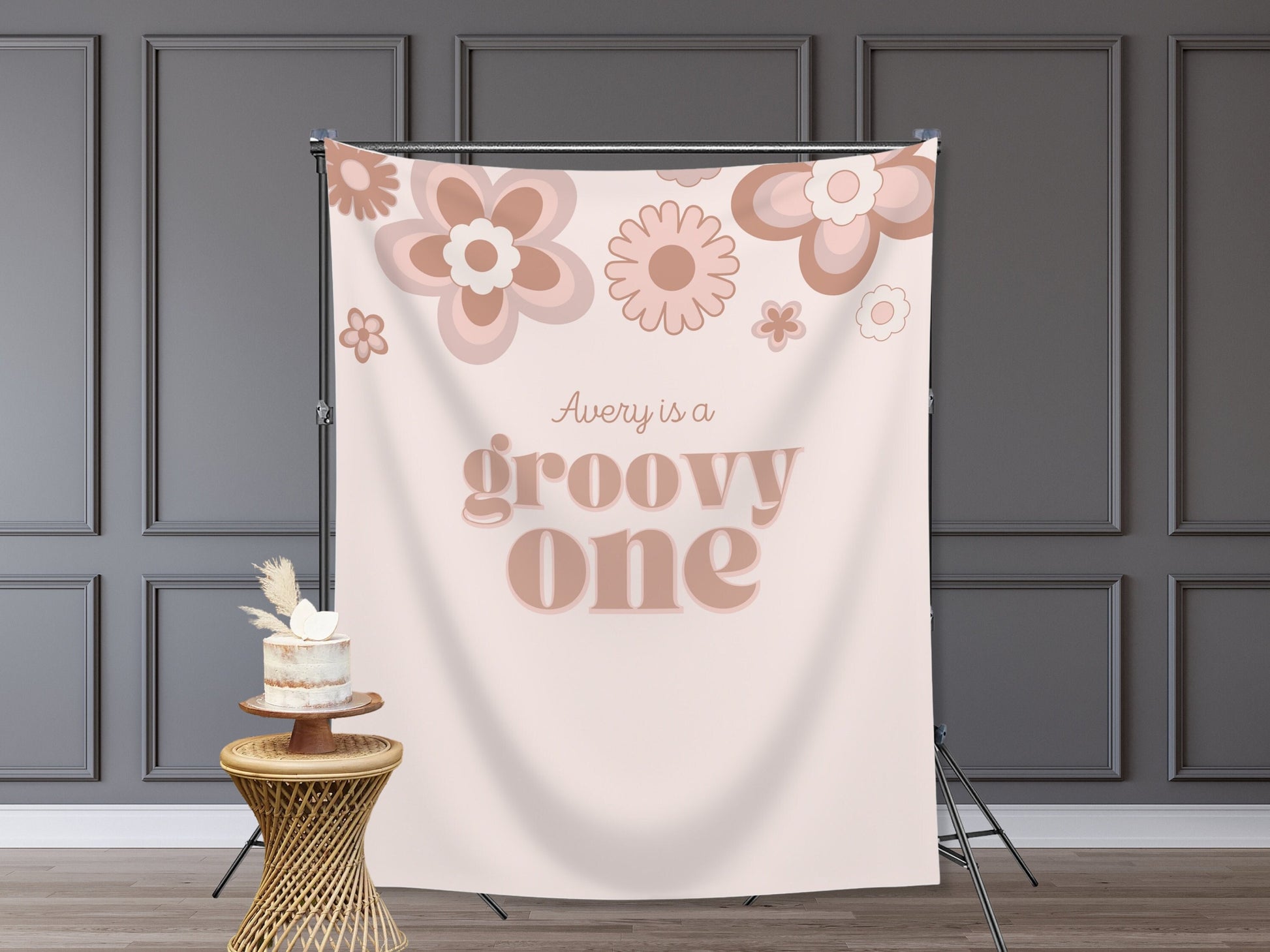 Retro Groovy One Custom 1st Birthday Banner | Two Groovy Personalized 1st, 2nd or 3rd Birthday Party Backdrop