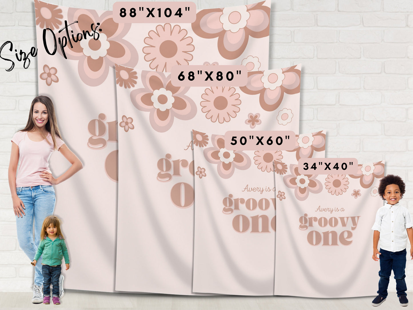 Retro Groovy One Custom 1st Birthday Banner | Two Groovy Personalized 1st, 2nd or 3rd Birthday Party Backdrop