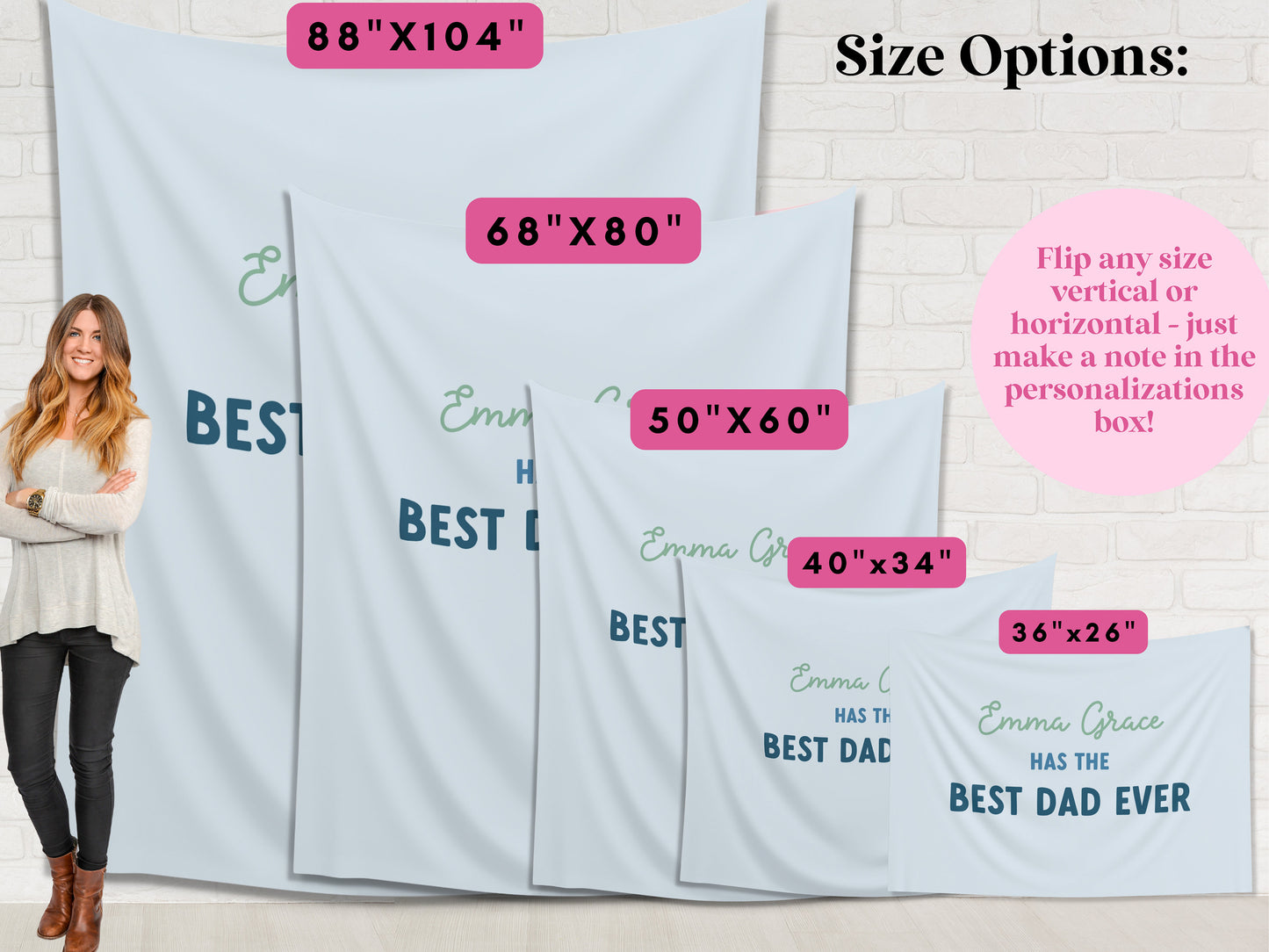 Best Dad Ever Customizable Fabric Banner Father's Day Gift | Personalized Kid's Names Banner | Backdrop for Father's Day BBQ or Party