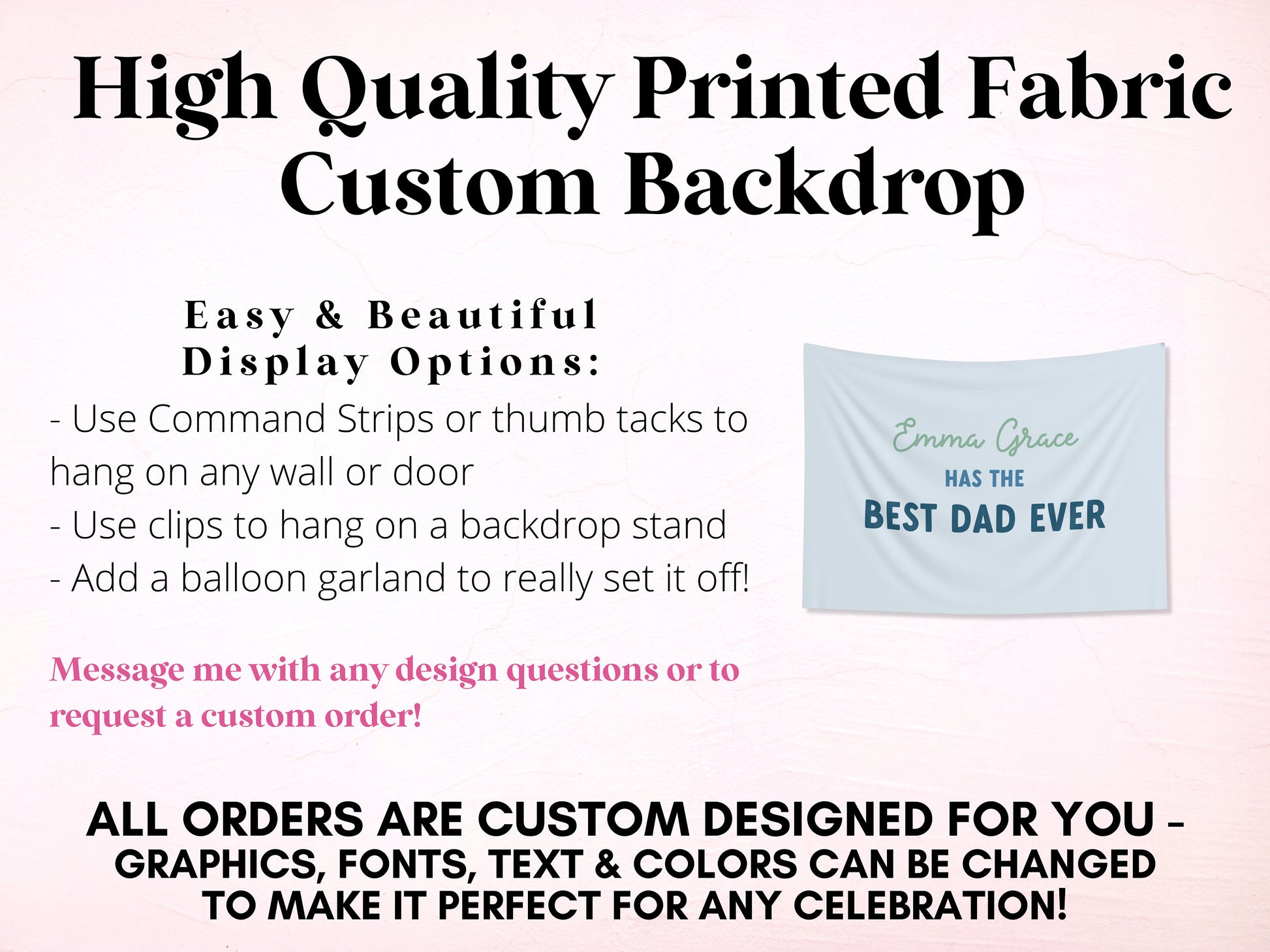 Best Dad Ever Customizable Fabric Banner Father's Day Gift | Personalized Kid's Names Banner | Backdrop for Father's Day BBQ or Party