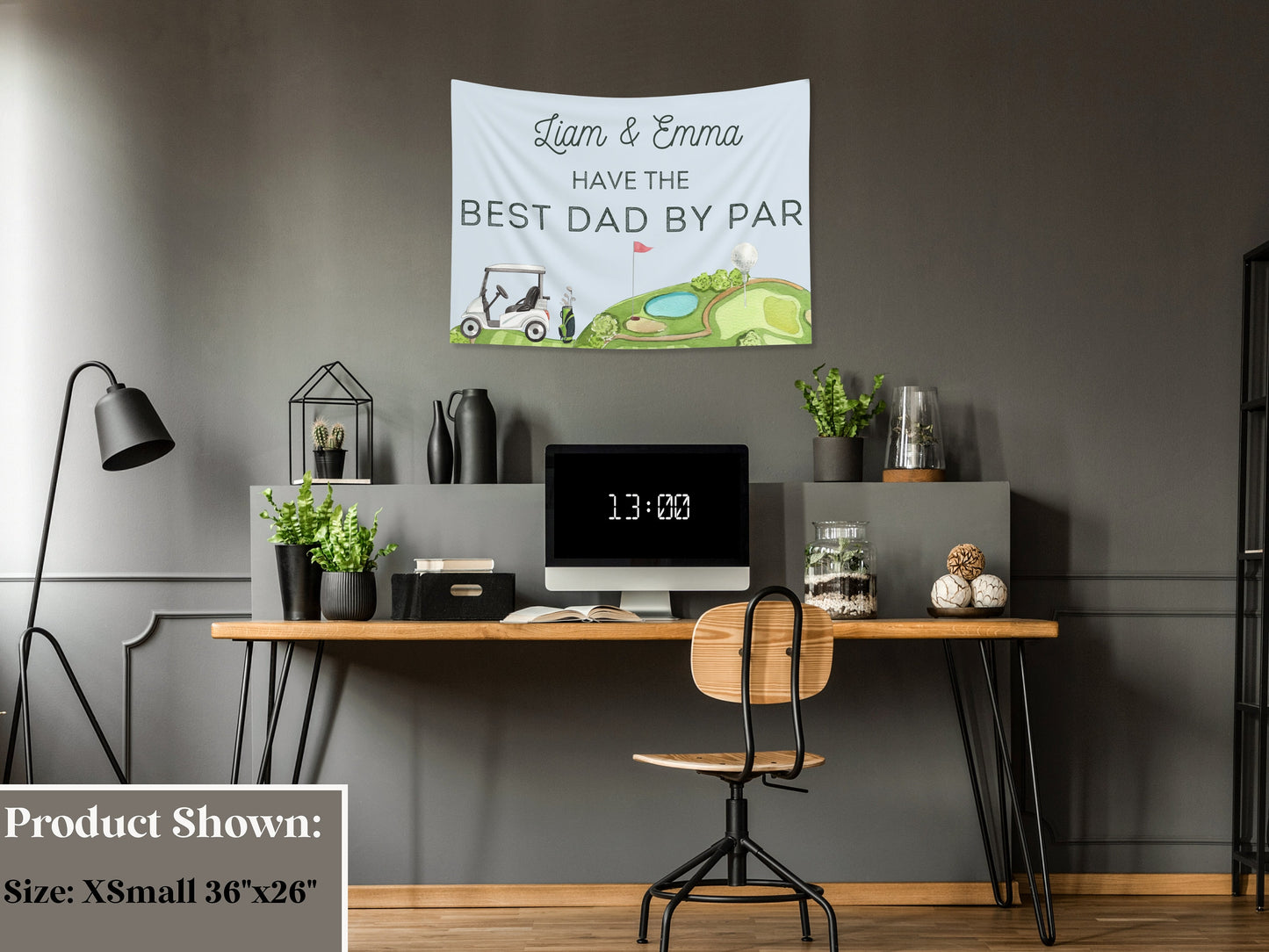 Best Dad By Par Customizable Fabric Banner Father's Day Golf Gift | Personalized Kid's Names Banner | Backdrop for Father's Day BBQ or Party
