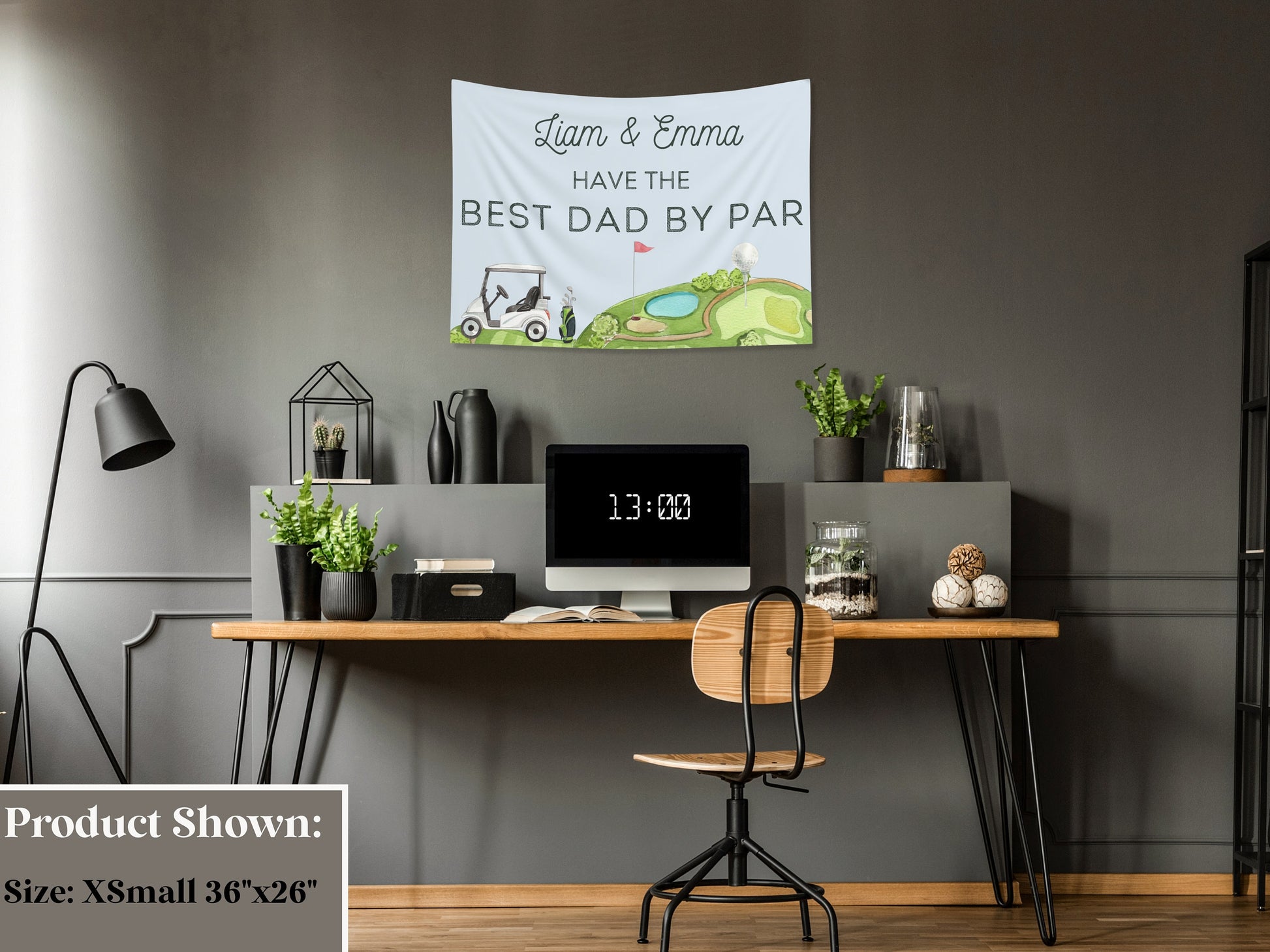 Best Dad By Par Customizable Fabric Banner Father's Day Golf Gift | Personalized Kid's Names Banner | Backdrop for Father's Day BBQ or Party