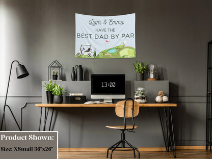 Best Dad By Par Customizable Fabric Banner Father's Day Golf Gift | Personalized Kid's Names Banner | Backdrop for Father's Day BBQ or Party