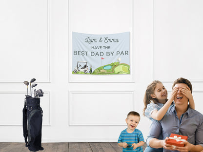 Best Dad By Par Customizable Fabric Banner Father's Day Golf Gift | Personalized Kid's Names Banner | Backdrop for Father's Day BBQ or Party