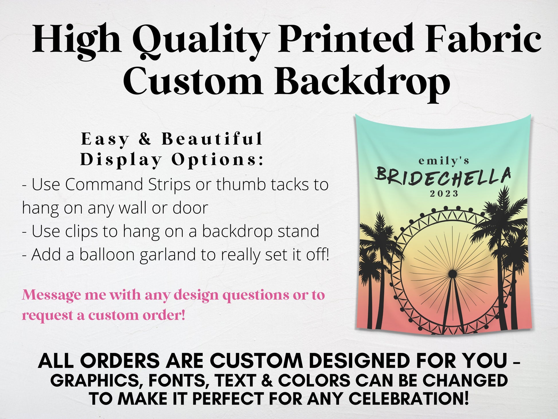 Bridechella Bachelorette Weekend Customizable Backdrop | Festival Bachelorette Party Personalized Banner | Bachelorette Pad Décor